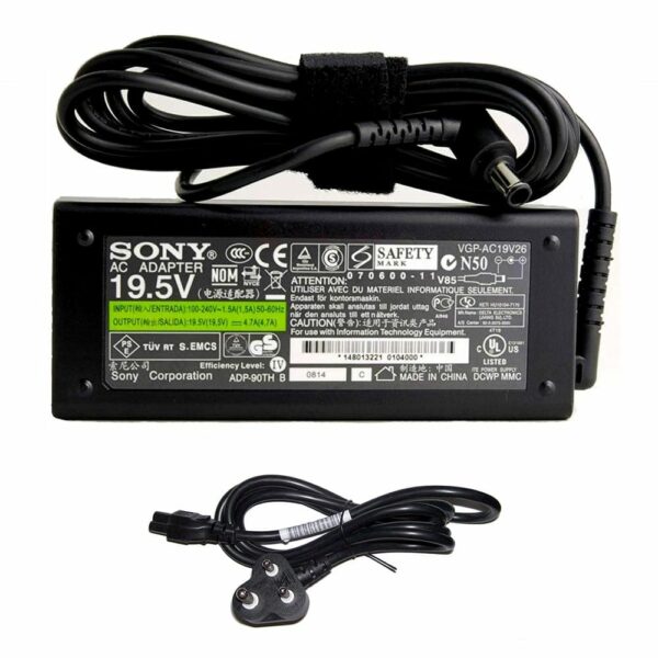 Sony 90w charger adapter 19.5v- 4.7amp with power cord – 1yr warranty