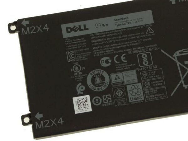 Dell Original XPS 15(9560/9570) / Precision 5530 3- Cell 97wh Battery - 6GTPY