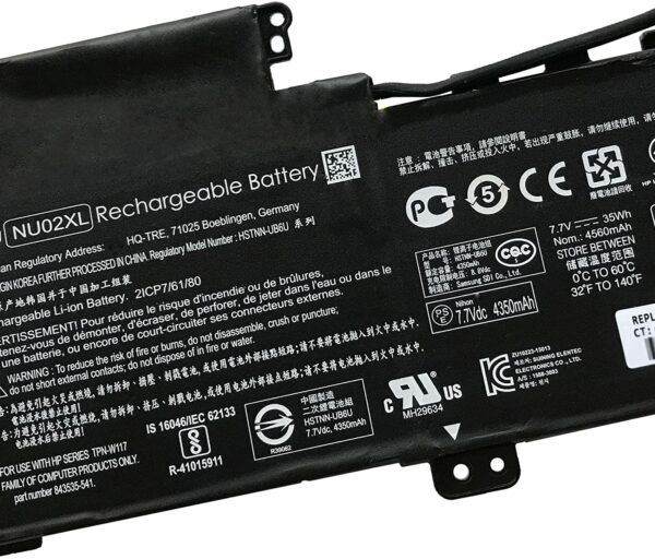 7.7V 35wh Original NU02XL Laptop Battery compatible with HP NU02XL HSTNN-UB6U TPN-W117 843535-541 Series Tablet