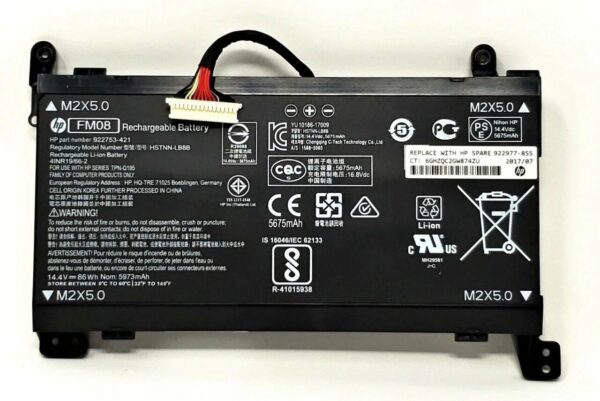 Original FM08 Laptop Battery compatible with HP Omen 17-an014ng HSTNN-LB8B 922753-421 922977-855 Series 16 Cables